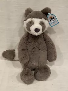 NEU Jellycat Medium Bashful Waschbär 12 Zoll Plüsch London im Ruhestand - Bild 1 von 14