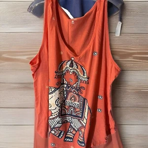 Great Northwest Indigo Elephant Screen Print - Orange - 3XL - Picture 1 of 5