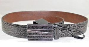 Vintage Deadstock Emporio Armani Black Leather Belt US Sz 46 Made in Italy NWT - Picture 1 of 11