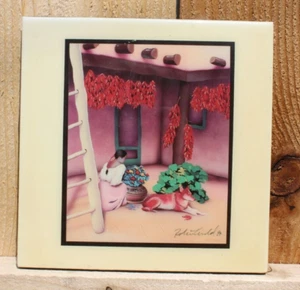 Quadro piastrelle dell'artista Robert Arnold intitolato: peperoncino rosso Pueblo 7,75 by 7,75 - Foto 1 di 5