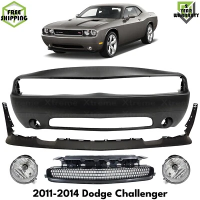 Front Bumper Cover Paintable & Fog Lights Kit For 2011-2014 Dodge Challenger Foto 1 de 4