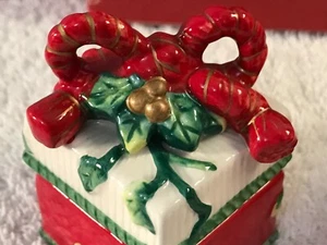 Fitz & Floyd Remembering santa set of 2 ribbon top trinket boxes CH7029 - Picture 1 of 8