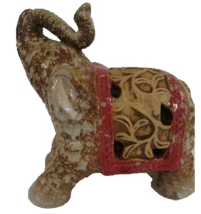 Glazed Ceramic Elephant with Trunk Up Art Decor - Picture 1 of 3
