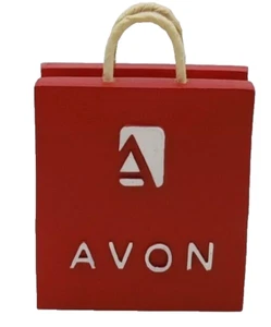Avon Business Card Holder Wooden Brand New Replica Red Tote Bag From 2006 - Picture 1 of 4