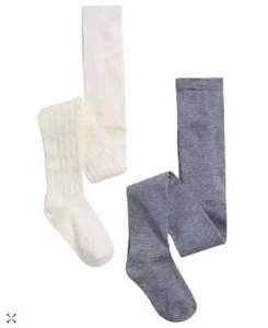 Little Girls Sweater Tights Pack of 2 Cream/Heather Grey size (2-4) - Picture 1 of 2