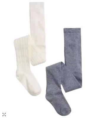 Little Girls Sweater Tights Pack of 2 Cream/Heather Grey size (2-4) Foto 1 de 2