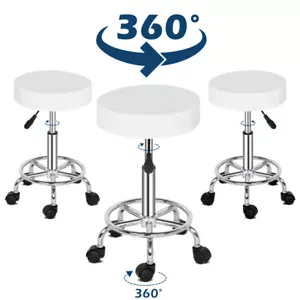 Round Stool Swivel with Rotation Bar Stools Chair Seat Adjustable Height Counter - Picture 1 of 26