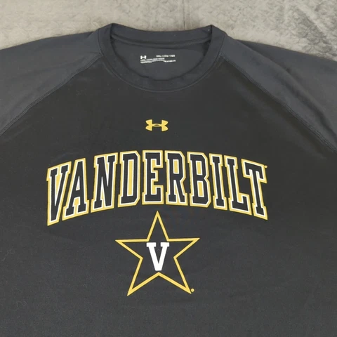 Vanderbilt Commodores Shirt Under Armour HeatGear Black Short Sleeve Men 2XL XXL Cover