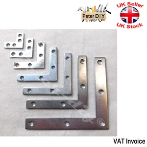 Flat Bracket Door Angle Mending Plate BRACE Joiner Connector 25-100mm 8 Sizes - Picture 1 of 1