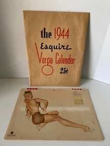 VINTAGE ORIGINAL 1944 YEAR ESQUIRE VARGA PINUP CALENDAR WITH ORIGINAL SLEEVE - Picture 1 of 14
