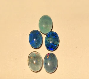 Lot 5 Australian Black Opal Triplet 5x7mm Oval Gemstone - Picture 1 of 2