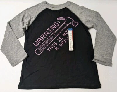 Camisa Arizona Jean Co Niños M (10-12) Gráfico Martillo Negro Gris Manga Larga  Foto 1 de 4