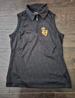 Camisa polo de golf Callaway para mujer talla M negra Illinois Tech sin mangas 1/4 cremallera Foto 1 de 4