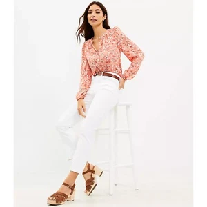Ann Taylor LOFT High Rise Kick Crop Jeans In White 6/28" - Picture 1 of 3