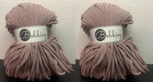 (2) Bobbiny Yarn Premium 5mm Braided Cord Cotton, Mauve - Picture 1 of 5