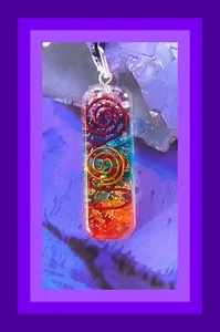 CHAKRA PENDANT, ORGONE CHAKRA PENDANT Wih 2 COPPER COILS, EMF CHAKRA NECKLACE - Picture 1 of 4