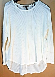 Forever 21 Creme Pullover Small High Low Langarm Oversize Waffel Strick Oberteil - Bild 1 von 12