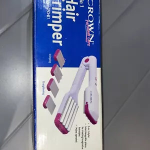 Boxed Crown Rosa Weiß 3in1 Crimper Glätteisen Waver 80er Vintage Haarstyler - Bild 1 von 3