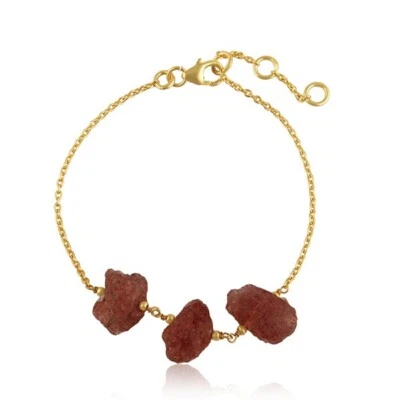 Three Rough Stone Yellow Gold Plated Chain Bracelet With Sun Stone Daughter Gift - Image 1 of 3