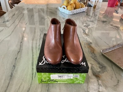 Women’s Sam Edelman Petty Saddle Tan Leather Zip Ankle  Boots Size 8 - Image 1 of 4
