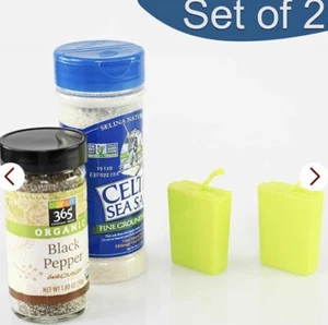 Set Of 2 Travel Size Salt and Pepper Shakers With Dual Sided Lid - Picture 1 of 5