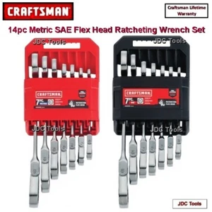 ENSEMBLE DE CLÉS À TÊTE FLEX CRAFTSMAN 14 PIÈCES METRIC SAE RATCHETING 12pt 7 - Photo 1/7