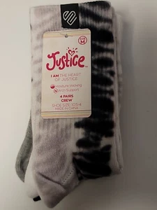 Justice 4 Pairs of Girls Socks~Shoe Size 10.5-4~Medium - Picture 1 of 4