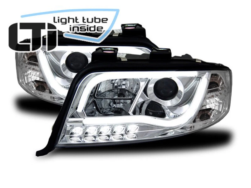LTi Scheinwerfer Audi A6 4b 5C Bj.01-2004 Chrom LED Tagfahrlicht Opt.Light Tube - Bild 1 von 1