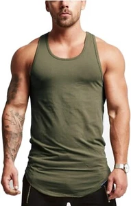 Men Workout Stringer Tank Top Fitness Performance Gym Green Sleeveless Sz. M NWT - Picture 1 of 7