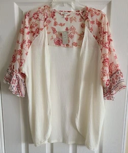 Maurices Kimono Over-shirt Top Flirty 3/4 Sleeve Easter Size Medium - Picture 1 of 5