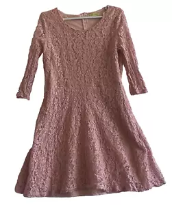 Vestido Midi Aguacate Talla 14 Rosa Polvoriento Romántico Floral Encaje Cintura Ajustada Manga 3/4 - Imagen 1 de 14