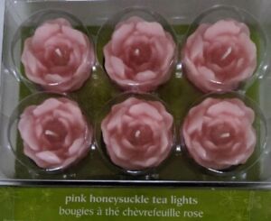 NIP PIER ONE IMPORTS Package of 6 Tea Lights Flowers Pink Honeysuckle NEW