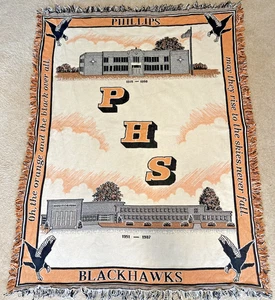 Phillips High School PHS Blackhawks coperta da lancio misura 62" per 46" - Foto 1 di 11