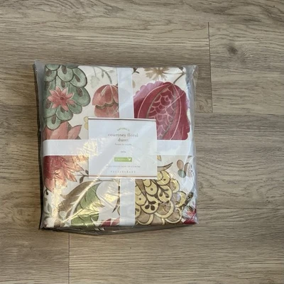 Funda nórdica floral Pottery Barn Courtney rara doble algodón orgánico nueva con etiquetas Foto 1 de 3