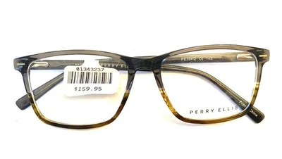 Gafas Perry Ellis PE394-2 Gris Amarillo Rectángulo Borde Completo 55-16-145 Foto 1 de 3