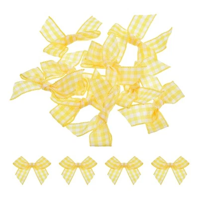 10Pcs мини имбирь лента бант 1,5» клетчатая ткань атлас желтый и белый - Изображение 1 из 4