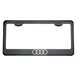 Black Chrome Audi Logo Laser Engraved T304 Stainless Steel License Plate Frame - Bild 1 von 9