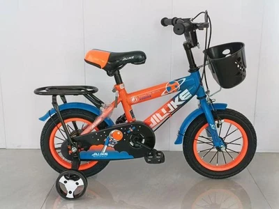 Bicicleta para niños - naranja y azul | 12" y 16" con ruedas de entrenamiento y cesta - Imagen 1 de 4