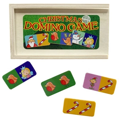 House of Marbles Christmas Dominoes Wooden Box Festive Party Game Stocking Set - Image 1 of 4