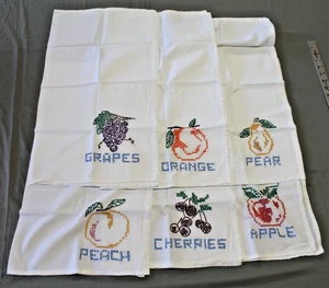 Juego De Colección De 6 Toallas De Té Cosidas A Mano 100% Algodón Bordadas A Mano Fruta - Imagen 1 de 22