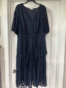 Kiyonna Women's Lace Affair Cocktail Dress Navy Size 3x - Picture 1 of 8