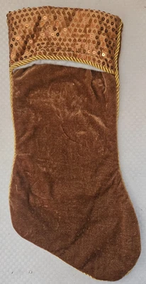 Medias de Navidad marrón con lentejuelas doradas/decoración de Navidad/decoración del hogar Foto 1 de 4