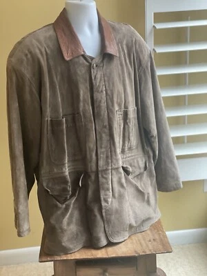 Joseph Abboud Ropa Exterior Marrón Oscuro Gamuza Cuero Chaqueta Para Hombre Talla Mediana Abrigo Foto 1 de 4