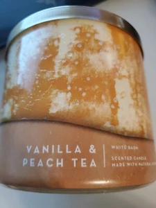 Bath & Body Works Vanilla & Peach Tea Large 3 Wick 14.5 oz Candle - Picture 1 of 1