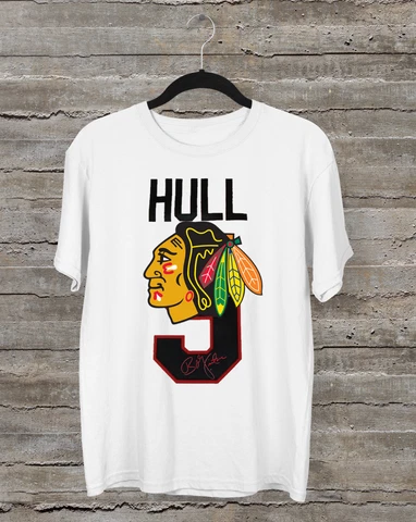 Bobby Hull Chicago Blackhawks signed T-shirt White Unisex Tee S-3XL Cover