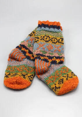 Calcetines Sherpa Naranja Lana Pura y Suave Invierno Niños Hasta la Rodilla-WO63CHS Foto 1 de 4