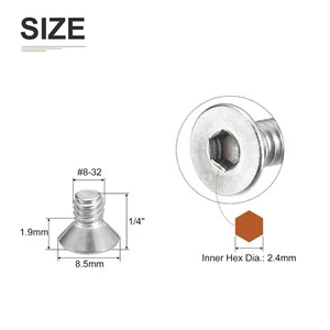 8-32 x 1/4" Flat Head Socket Cap Allen Screws Stainless Steel- quantity 20 pk. - Picture 1 of 7