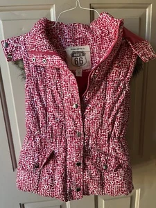 Route 66 Women’s Red Vest Faux Fur Collar - Picture 1 of 7