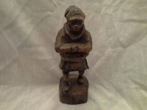Vintage Lady Statue Carved wood 5 1/2 inch stained BJ - Picture 1 of 5