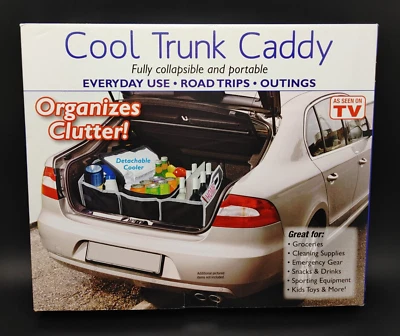 TRUNK CADDY 野营家用存储带可拆卸绝缘冷却器,如电视所示 — 第 1/4 张图片